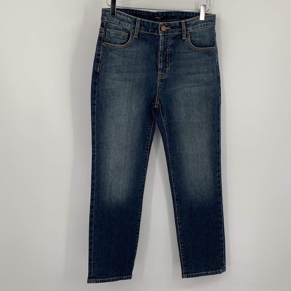 Fidelity Denim Jimi boyfriend jeans Leo ankle women button fly dark wash new 26